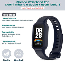 Carica l'immagine nel visualizzatore di Gallery, 5 Pezzis Silicone Cinturini Compatibile con Xiaomi Smart Band 9 Active/Redmi Smart Band 3, Regolabile Sportivo Cinturino