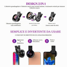Carica l'immagine nel visualizzatore di Gallery, Obiettivo per smartphone universali, 2 in 1 Obiettivo per cellulare, Macro 12,5x, Grandangolare 0,45x, Obiettivi macro,p