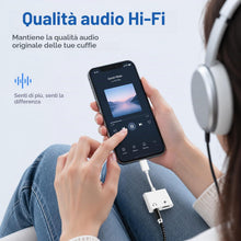 Carica l'immagine nel visualizzatore di Gallery, Adattatore 2-in-1 USB-C a Jack 3,5 mm con Ricarica Rapida PD 60W