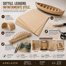 Carica l'immagine nel visualizzatore di Gallery, ARMLAZER COMPENSATO A4 300 x 210 х 1,5mm, 16 Pezzi, Pannelli di Legno, Pirografia, Tavola Modello Casa, Fai Da Te Fatto 