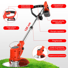Carica l'immagine nel visualizzatore di Gallery, OUTIGO Tosaerba a batteria, Dotato di due batterie da 21 V, 4 lame, tosaerba triplo pieghevole, tosaerba da giardino a b