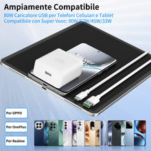 Carica l'immagine nel visualizzatore di Gallery, 80W Caricatore con Cavo USB C 1 M per OPPO Reno 16 15 Find X10 X9 X8 A7