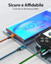 Carica l'immagine nel visualizzatore di Gallery, Cavo USB C, Cavo USB Type-C 2Metri 3Pezzi Caricabatterie Cavetto Ricarica Rapida Filo Caricatore Carica per Samsung S21 