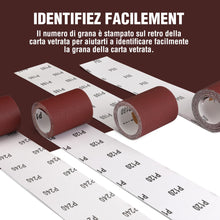 Carica l'immagine nel visualizzatore di Gallery, WORKPRO Rotoli Carta Vetrata Abrasiva 5 m x 93 mm, Set da 4 Pezzi