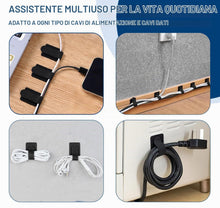 Carica l'immagine nel visualizzatore di Gallery, 50 Clip Autoadesive per Gestione Cavi Sotto Scrivania - con Sistema Gancio e Anello, Riutilizzabili, Regolabili, per PC,