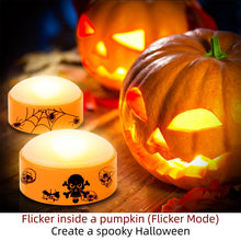 Carica l'immagine nel visualizzatore di Gallery, 2 luci a LED di zucca di Halloween con timer e telecomando, funzionamento a batteria Jack-O, luci arancioni per decorazi