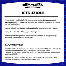 Carica l'immagine nel visualizzatore di Gallery, PROCHIMA, Ecosolv 220, Diluente per Bicomponenti Epossidici, Prodotto Indicato per la Diluzione di Prodotti Epossidici e