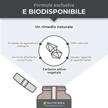 Carica l'immagine nel visualizzatore di Gallery, Carbone Vegetale Per Gonfiore Pancia I Biologico | 60 Capsule | Nutrimea