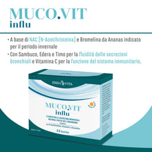 Carica l'immagine nel visualizzatore di Gallery, ERBA VITA Muco.vit Influ integratore alimentare in pratiche bustine solubili a base di N-Acetilcisteina e Bromelina da A
