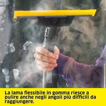 Carica l'immagine nel visualizzatore di Gallery, KÄRCHER bocchetta per finestre Comfort con lama tergivetro lunga e flessibile in gomma per una pulizia igienizzante dei vetri, accessorio originale per i pulitori a vapore Kärcher