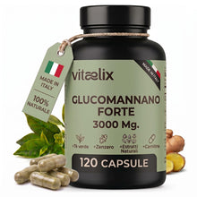 Carica l'immagine nel visualizzatore di Gallery, Glucomannano Forte 3000mg Made in Italy - Integratore ad Effetto Saziante per Controllo Peso Corporeo - Supporto Natural
