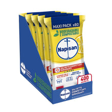Carica l'immagine nel visualizzatore di Gallery, Napisan Salviette Disinfettanti Sgrassanti al Limone, Confezione da 5 Pacchi x 80 Salviette Disinfettanti Biodegradabili