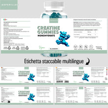 Carica l'immagine nel visualizzatore di Gallery, Creatina Monoidrata in Caramelle Gommose 2000mg Gusto Mirtillo - 60 Pezzi
