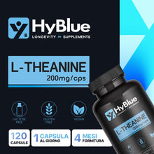 Carica l'immagine nel visualizzatore di Gallery, HyBlue L Teanina 200 mg, 120 cps, 100% Vegano, Fino 4 Mesi