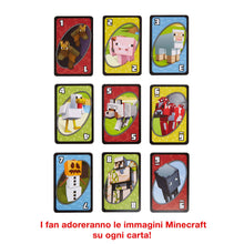 Carica l'immagine nel visualizzatore di Gallery, Mattel Games - UNO Versione Mincraft, Gioco di Carte per Famiglie e Bambini 7+ Anni, FPD61