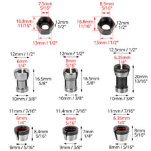 Carica l'immagine nel visualizzatore di Gallery, QWORK® 6 pezzi mandrini per pinze per router, acciaio al carbonio, adattatori elettrici per router per macchine per la l