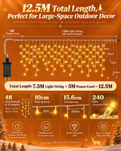 Carica l'immagine nel visualizzatore di Gallery, Luci Natale Esterno 12.5M 240 LED, Catena luminosa LED con Timer 8 Modi