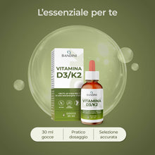 Carica l'immagine nel visualizzatore di Gallery, Bandini® Vitamina D3 K2 Gocce, in Olio Extra Vergine di Oliva EVO,