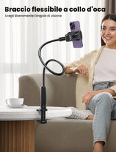 Carica l'immagine nel visualizzatore di Gallery, Lamicall Supporto Cellulare a Collo di Cigno per Letto, [80mm Base a Clip] Rotazione a 360°,con Braccio Flessibile, Port