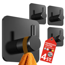 Carica l'immagine nel visualizzatore di Gallery, 4smile ganci adesivi bagno, set di 4, nero - Appendi porta asciugamani impermeabili, appendi accappatoio bagno e cucina 