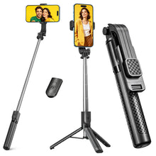 Carica l'immagine nel visualizzatore di Gallery, Bastone Selfie Treppiede,125 cm Treppiede Smartphone Selfie Stick