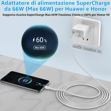 Carica l'immagine nel visualizzatore di Gallery, Caricatore 66w SuperCharge per Honor Magic 8 7 6 5 Lite Pro 90 200 X8a X8b con cavo di ricarica rapida USB C 6A, caricab
