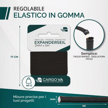 Carica l'immagine nel visualizzatore di Gallery, Cargo VA Cordino in gomma 2mm 5m - Cordino elastico e resistente, con 70% di elasticità - Cordino elastico per abbigliam