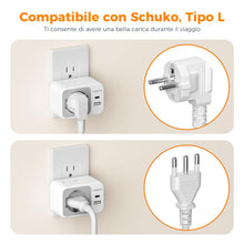 Carica l'immagine nel visualizzatore di Gallery, TESSAN Adattatore Presa Americana con USB C, 2 prese IT, 1 Schuko, Tipo B