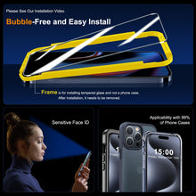 Carica l'immagine nel visualizzatore di Gallery, QHOHQ 3 Pezzi Vetro Temperato per iPhone 15 Pro Max [6,7 Pollici] e 3 Pezzi Pellicola Fotocamera, Pellicola Prottetiva A