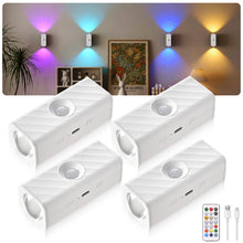 Carica l'immagine nel visualizzatore di Gallery, MERTTURM Luce Notturna RGBW con Sensore di Movimento, Applique da Parete Telecomando, Illuminazione Scale Ricaricabile, 