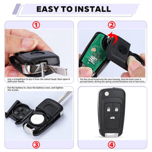 Carica l'immagine nel visualizzatore di Gallery, 2 Pezzi Guscio Chiave Auto 3 Tasti Compatibile con O-pel Insignia Astra J Adam Zafira Tourer C Mokka Meriva Movano Corsa