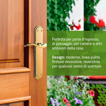 Carica l'immagine nel visualizzatore di Gallery, Amig - Set di Maniglie con Placca per Porta - Bocchetta Profilo Europeo a 85 mm - Quadro da 8 mm - Placca 256 x 48 mm - 