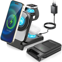 Carica l'immagine nel visualizzatore di Gallery, Caricatore Wireless 3-in-1, Stazione Ricarica Rapida 15W Magnetica Pieghevole, Adatto iPhone 12 a 17, Apple Watch e AirP