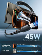 Carica l'immagine nel visualizzatore di Gallery, 2026 90W 3 Porte Caricabatterie Auto USB C, PD3.0 &amp; QC3.0 Veloce Caricatore auto con 1.5M [Mantieni l'ordine] Cavo a Spi