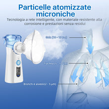 Carica l'immagine nel visualizzatore di Gallery, Aerosol Portatile Silenzioso Macchina Aerosol per Adulti e Bambini a Ultrasuoni con Ricarica USB-C Nebulizzatore Elettri