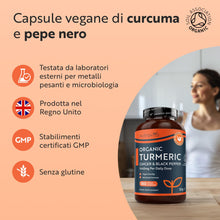 Carica l'immagine nel visualizzatore di Gallery, Nutravita Curcuma Bio, Piperina e Zenzero 1440 mg - 180 Curcumina Capsule