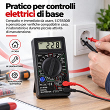 Carica l'immagine nel visualizzatore di Gallery, Topolenashop Multimetro Digitale DT830B con Display LCD e Puntali – Voltmetro Amperometro Ohmmetro, Tensione DC 1000V e 