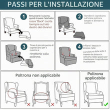 Carica l'immagine nel visualizzatore di Gallery, Fodere per sedie ad Ala ,Copri Poltrona con Braccioli con Fascia Elastica, Fodera Protettiva per Poltrona Lavabile per S