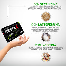 Carica l'immagine nel visualizzatore di Gallery, Restax Pre-effluvium prevenzione telogen effluvium e caduta stagionale. Con Spermidina L-Cistina Lattoferrina Carnitina 