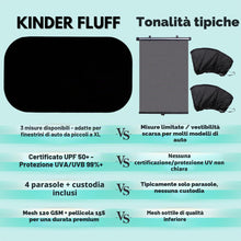 Carica l'immagine nel visualizzatore di Gallery, Tendine Parasole Auto, 4 Pezzi Semi-Trasparenti, 51 x 31 cm – Kinder Fluff