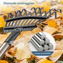 Carica l'immagine nel visualizzatore di Gallery, Rastrello da giardino Heavy Duty, per lavori di giardinaggio con 11 denti in metallo di larghezza 21 cm, aggiornato da 7
