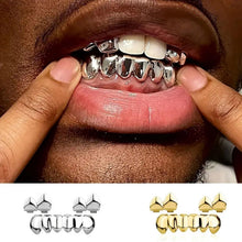 Carica l'immagine nel visualizzatore di Gallery, Set di grillz unisex Bling per denti HipHop, lucido, in lega, per sopra e sotto, coperti di fascino alla moda