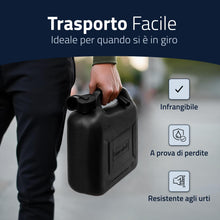 Carica l'immagine nel visualizzatore di Gallery, Hünersdorff Tanica per carburante 812800 STANDARD 10l per benzina, diesel e altre merci pericolose, omologata UN, made i