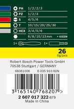 Carica l'immagine nel visualizzatore di Gallery, Bosch 26 pz. Set di Bit di Avvitamento con Cricchetti, bit PH, PZ, esagonali, T, S, Accessori Trapano e Cacciavite