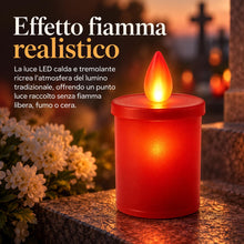 Carica l'immagine nel visualizzatore di Gallery, topolenashop Lumino Votivo LED Rosso a Batteria – Effetto Fiamma Realistico – Candela Elettronica 10,5x6,5 cm con Interr