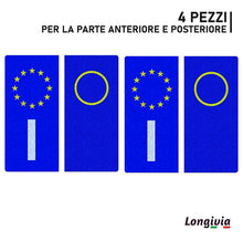 Carica l'immagine nel visualizzatore di Gallery, 4 PEZZI Adesivi Targa Auto Italiana RIFRANGENTI – Misura 4.5 x 9.8 cm - Adesivi Targa Auto Ultra Resistente Pioggia Sole