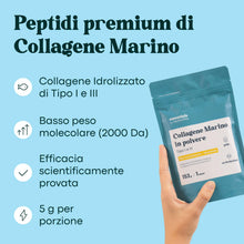 Carica l'immagine nel visualizzatore di Gallery, Collagene Marino in Polvere 153g Tipo 1 e 3, Non Aromatizzato, 5 g al Giorno, Fornitura di 30 Giorni, Peptidi 2000 DA, P
