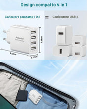 Carica l'immagine nel visualizzatore di Gallery, Caricatore USB, 4 Porte 25W/5A Presa USB Multipla Alimentatore USB Multiplo Caricabatteria Cellulare Rapido per iPhone D