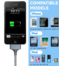 Carica l'immagine nel visualizzatore di Gallery, Cavo di ricarica USB a 30 pin, cavo di ricarica per i-Phone 4, ricarica e sincronizzazione rapida USB, compatibile con i