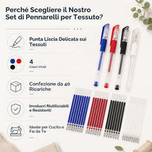 Carica l'immagine nel visualizzatore di Gallery, Carehabi Penne Cancellabili per Tessuti da Calore Set di 4 Penne con 40 Ricariche Alternativa Gesso per Sarti Accessori Cucito Pennarelli per Stoffa Ricamo e Sartoria 0,7 mm